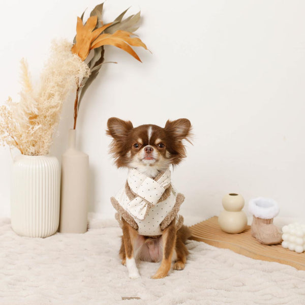 リバーシブルドットボアベスト＋マフラーSET【名入れ刺繍対応】