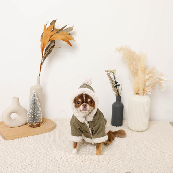 コーデュロイ裏ボアフードアウター