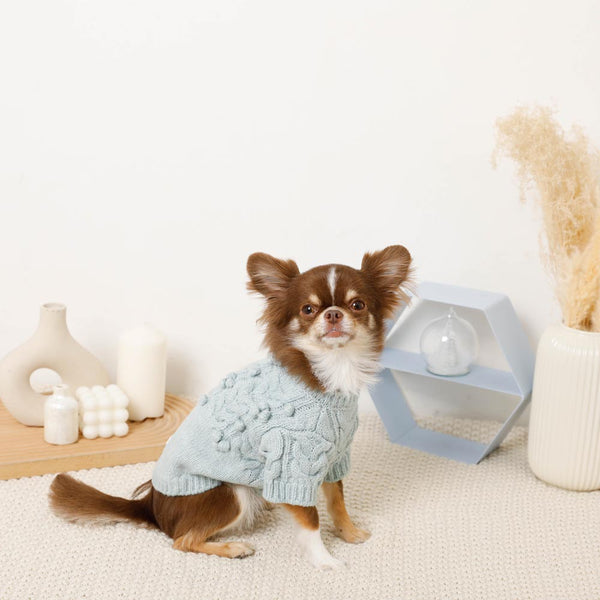 ケーブル編みポコポコニットトップス