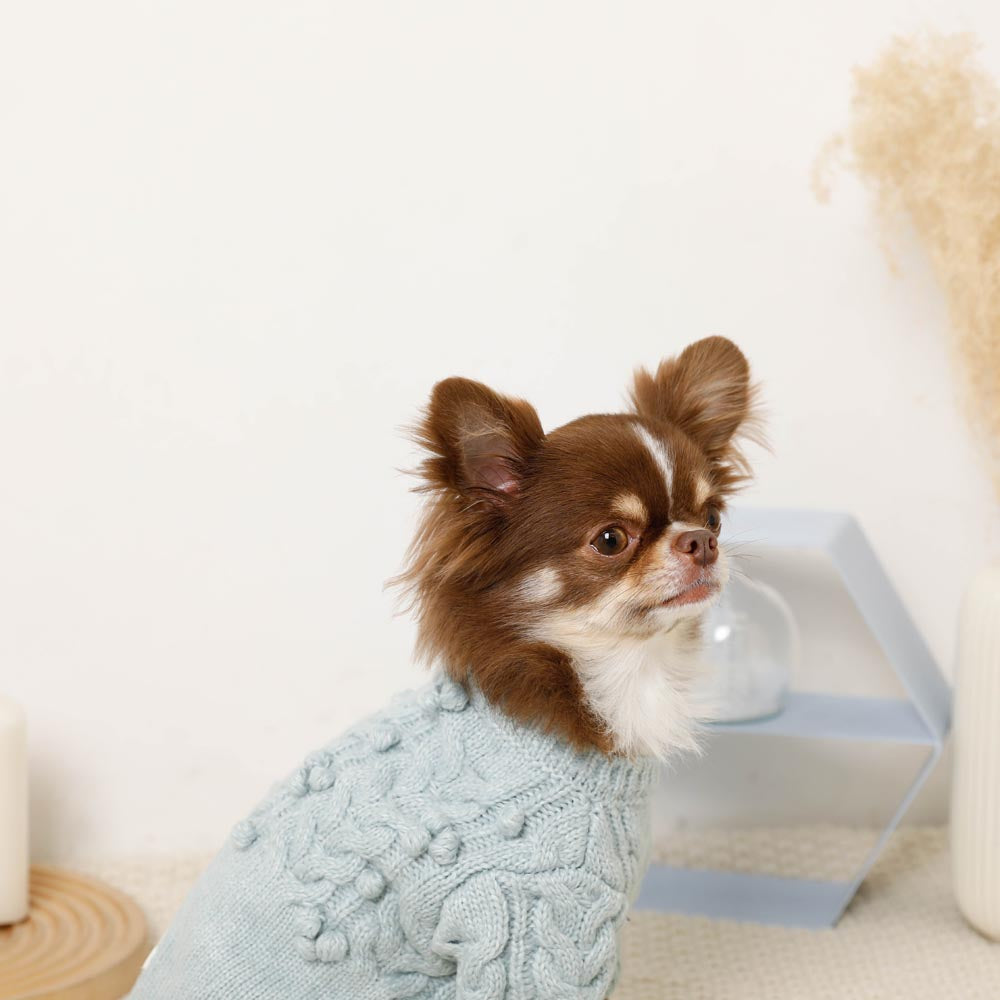 ケーブル編みポコポコニットトップス