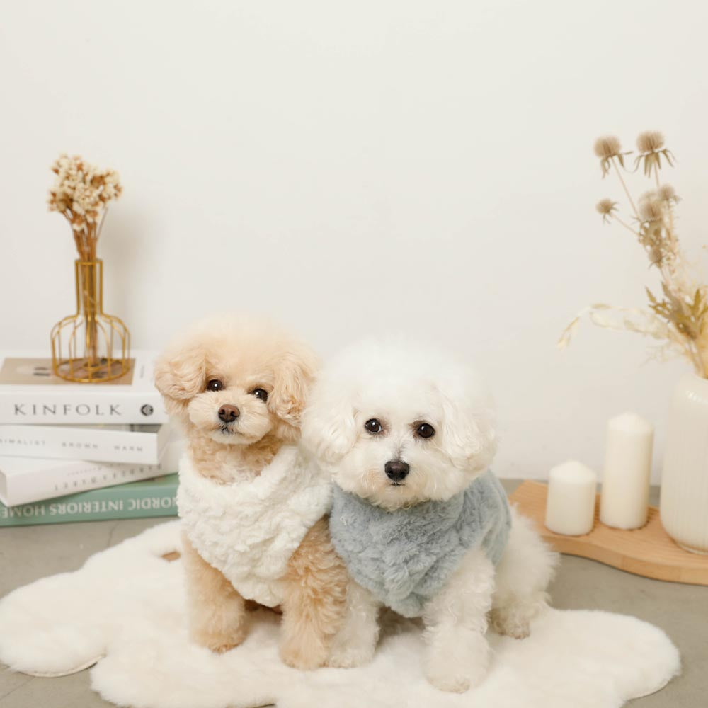 Flower motif fur vest