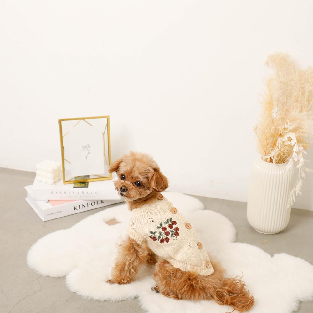 Brussels embroidery scalloped cardigan