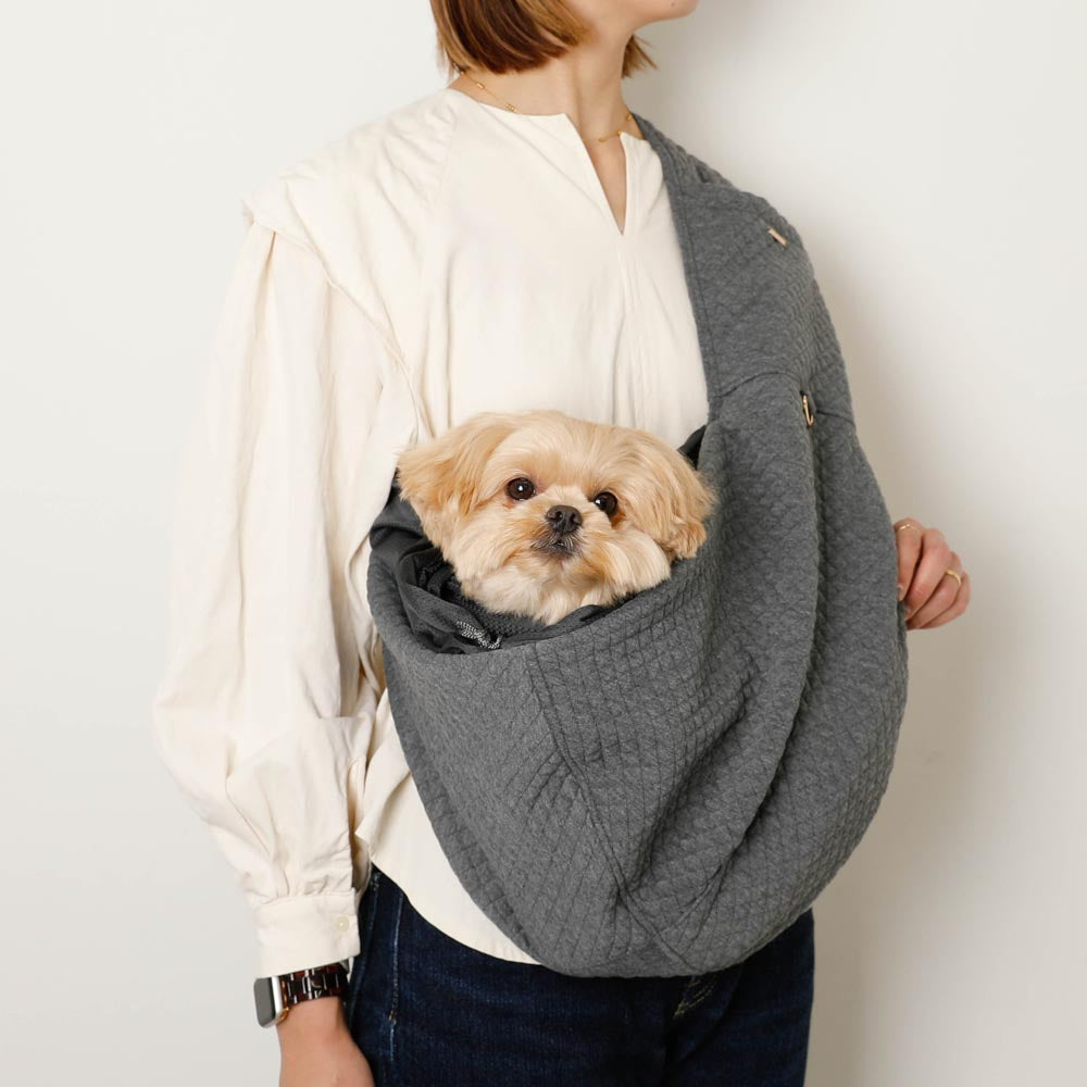 メッシュ付サイズ調整可能グラフチェックドッグスリング【名入れ刺繍対応】