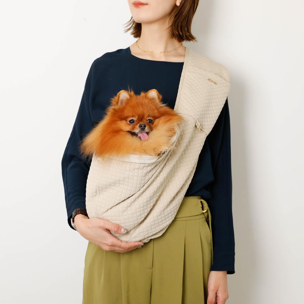 Adjustable size graph check dog sling with mesh [Compatible with name embroidery]