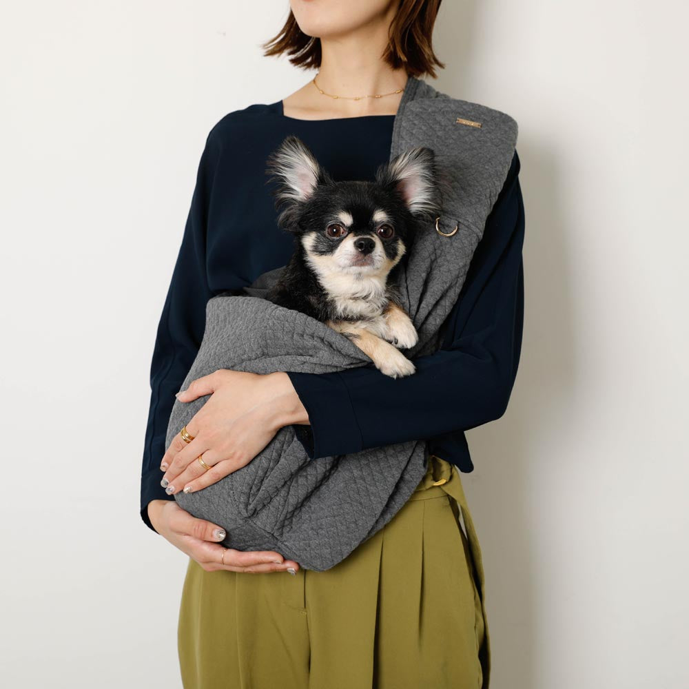 メッシュ付サイズ調整可能グラフチェックドッグスリング【名入れ刺繍対応】