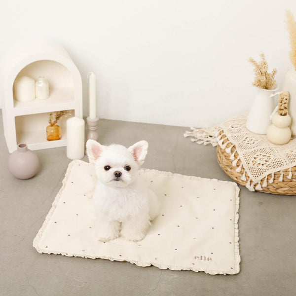 ハート刺繍コーデュロイフリルカフェマット【名入れ刺繍対応】