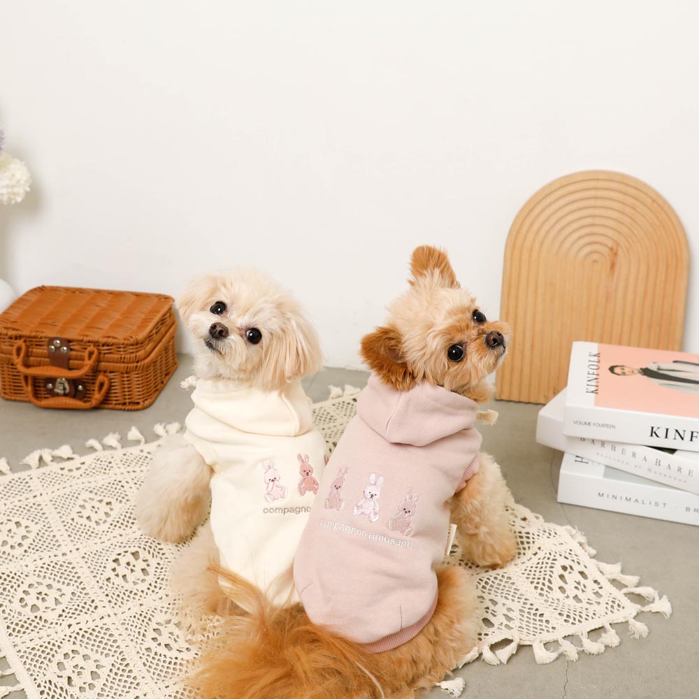 Rabbit embroidery sleeveless hoodie