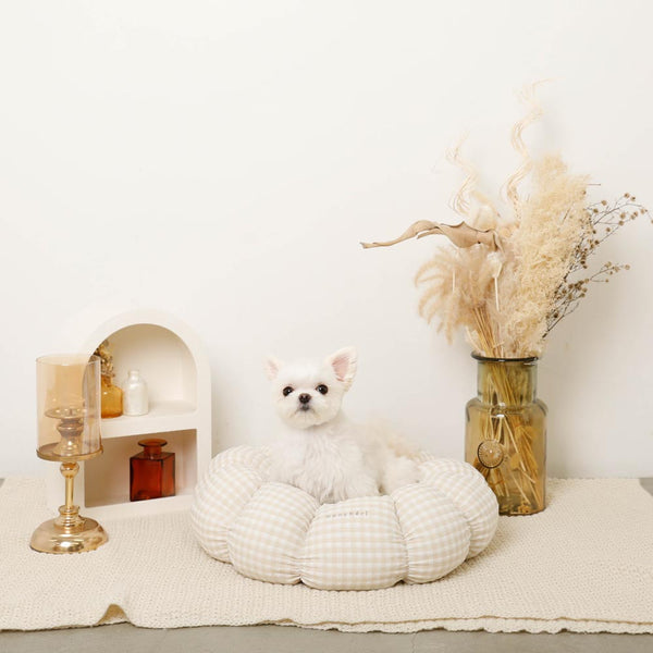 ギンガムチェックドーナツクッションベッド