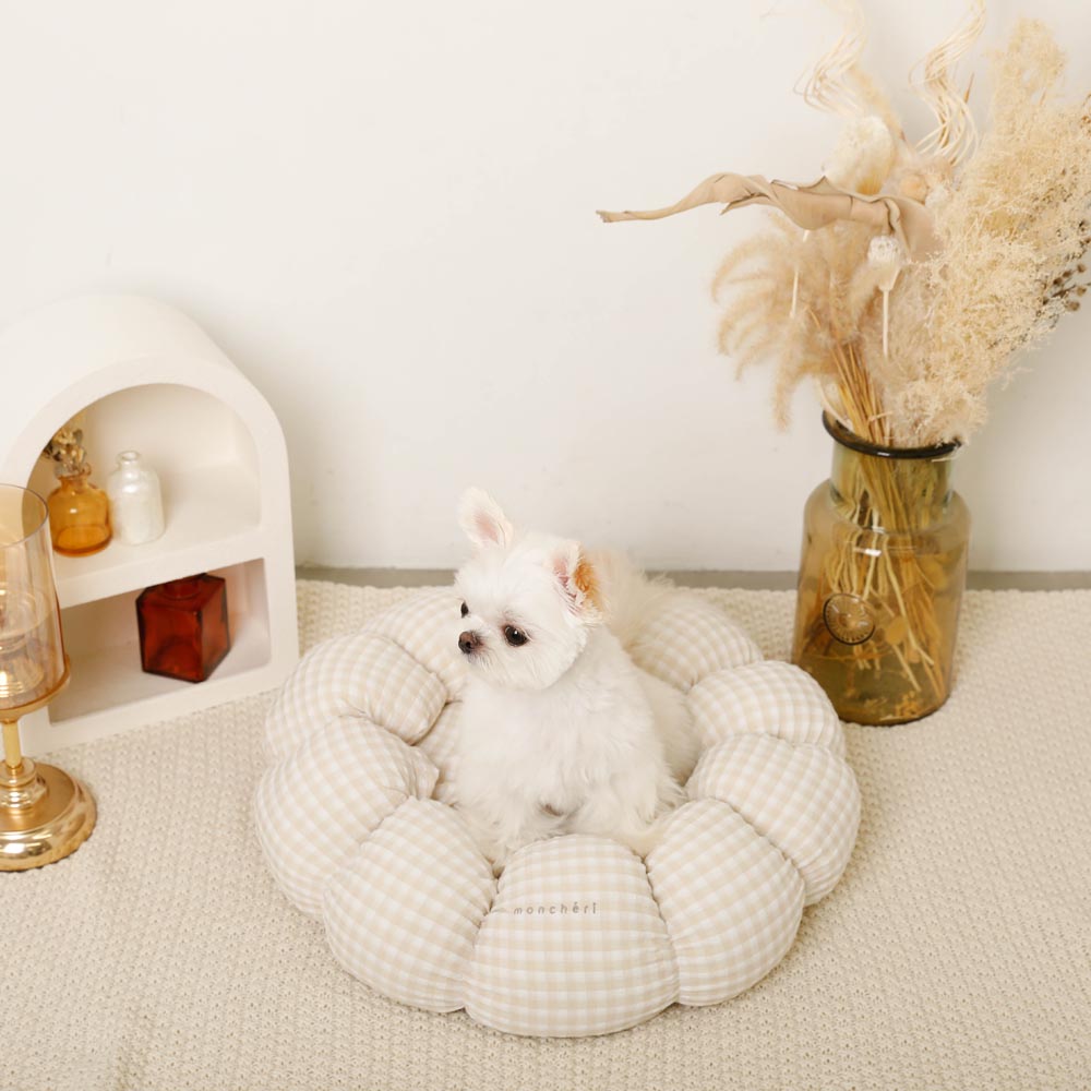 gingham check donut cushion bed