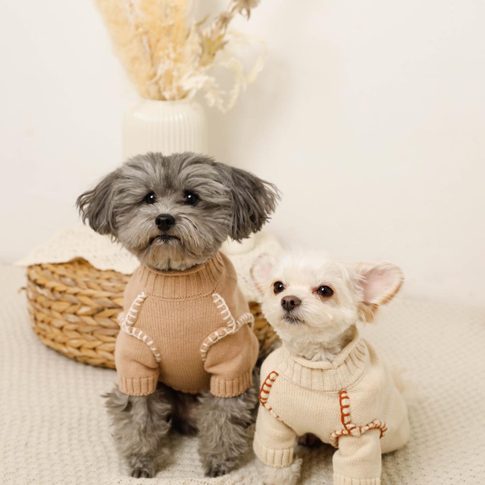 小型犬用手編み服　シュリママ シンプル縄あみ犬服 手編みセーター」3色 ペット服・アクセサリー