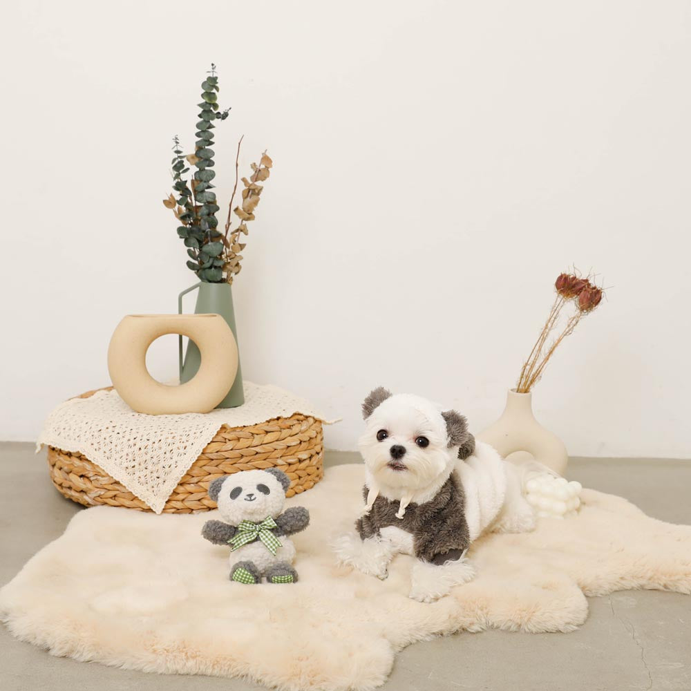 Panda gingham check ribbon stuffed toy
