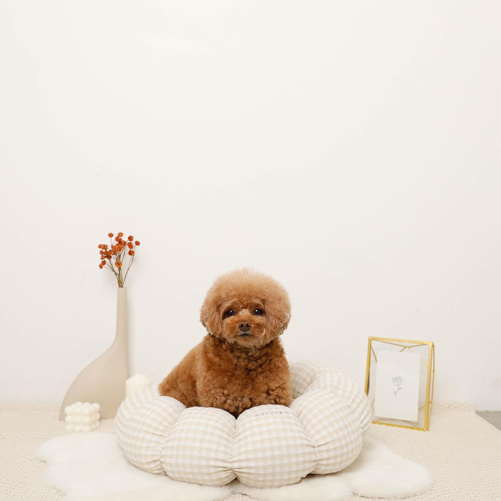 gingham check donut cushion bed