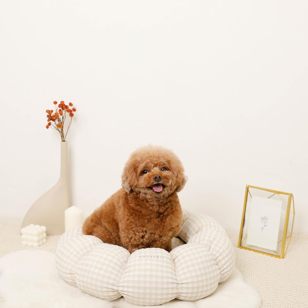 gingham check donut cushion bed