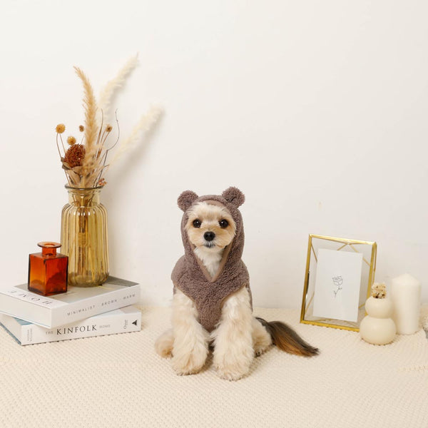 小熊莫科莫科无袖连帽衫