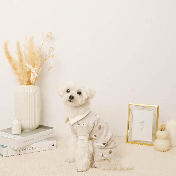 保温いぬさん柄ロンパース