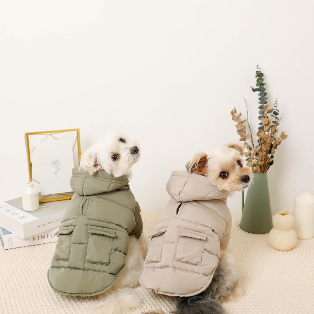 moncheri ポケット付きフードダウンジャケット 犬服 ドッグウェア XL ポケット付きフードダウンジャケット