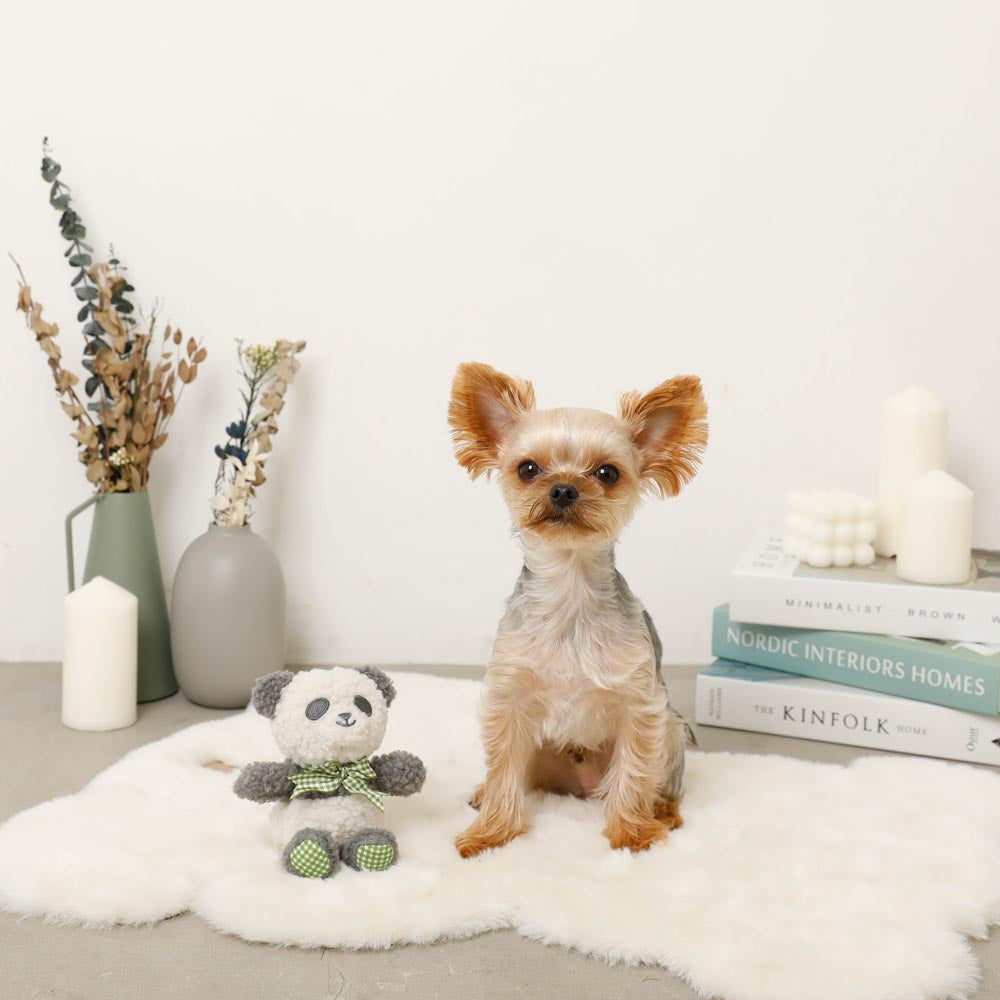 Panda gingham check ribbon stuffed toy