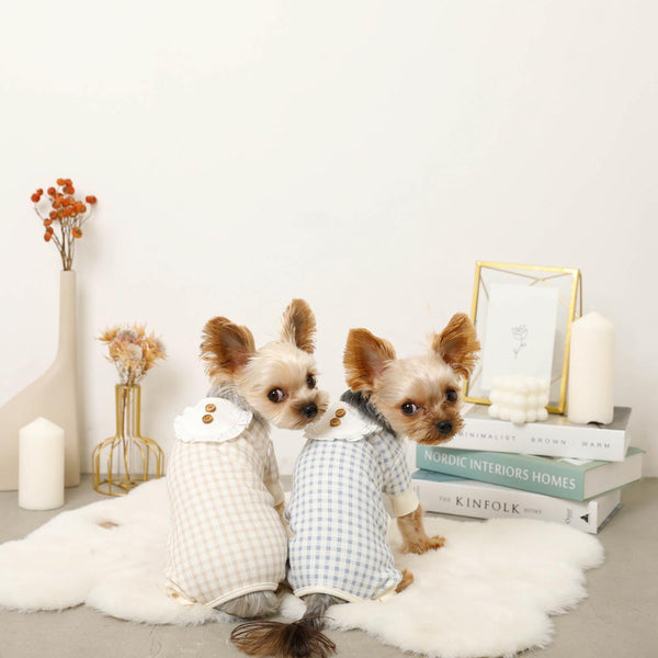 フリルレースチェックロンパース