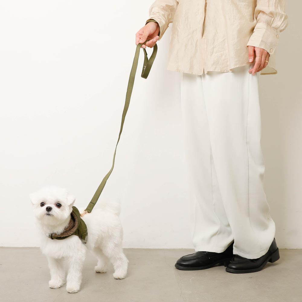 フード付きキルティングダウンライクハーネス+リードSET【名入れ刺繍対応】