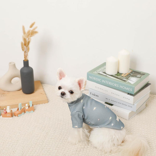 保温くるま柄ハイネックトップス