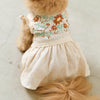Cold flower embroidery linen dress