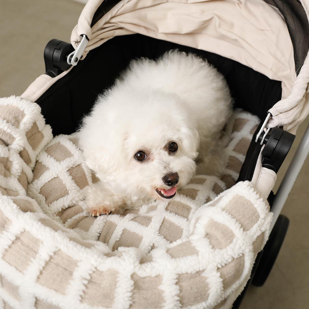 Pet cart check boa cushion pillow