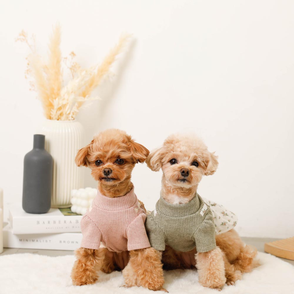 ハンドメイド　花柄刺繍大人モノトーンバルーンキャミ　犬服 花柄キルティングキャミワンピース
