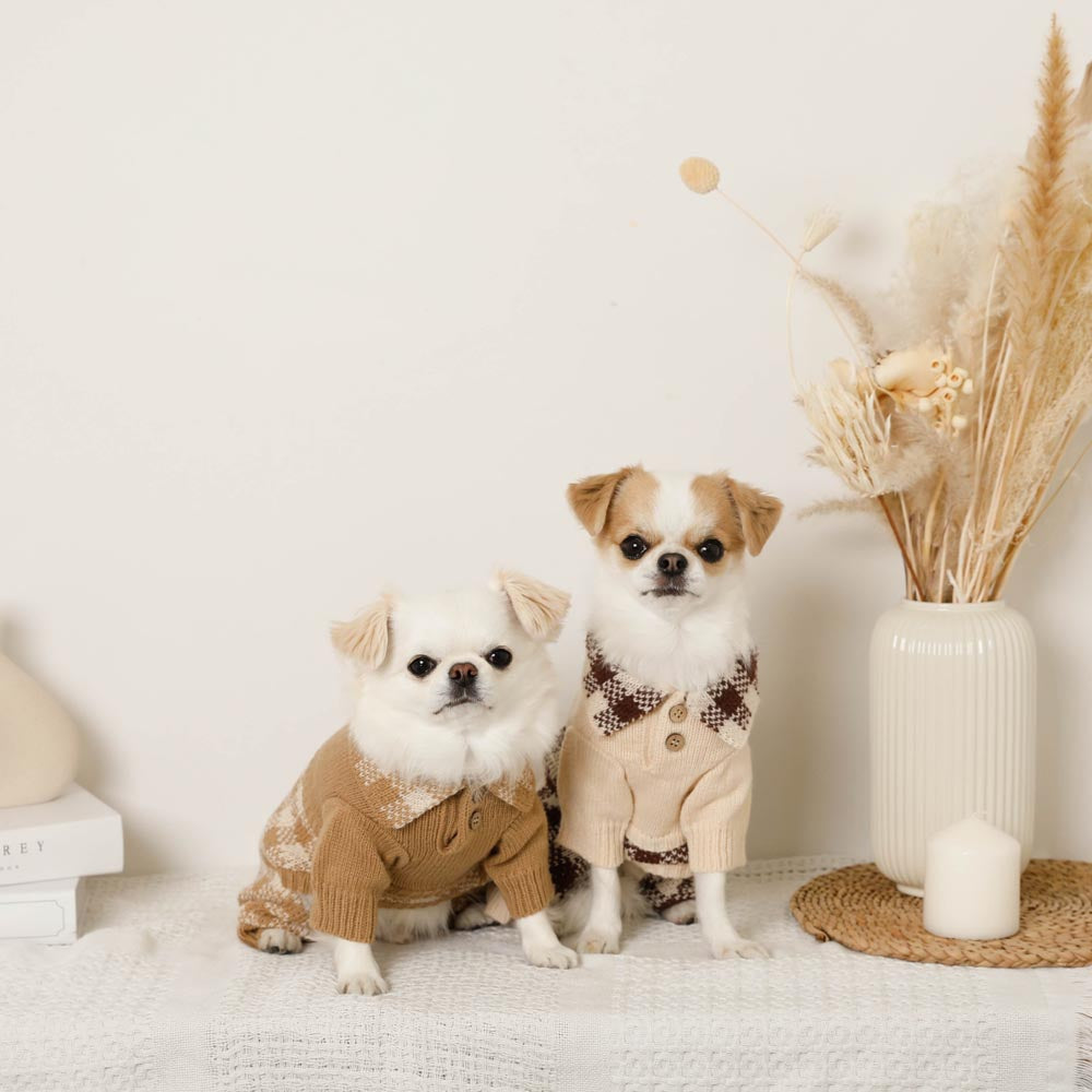 チェックニットロンパース