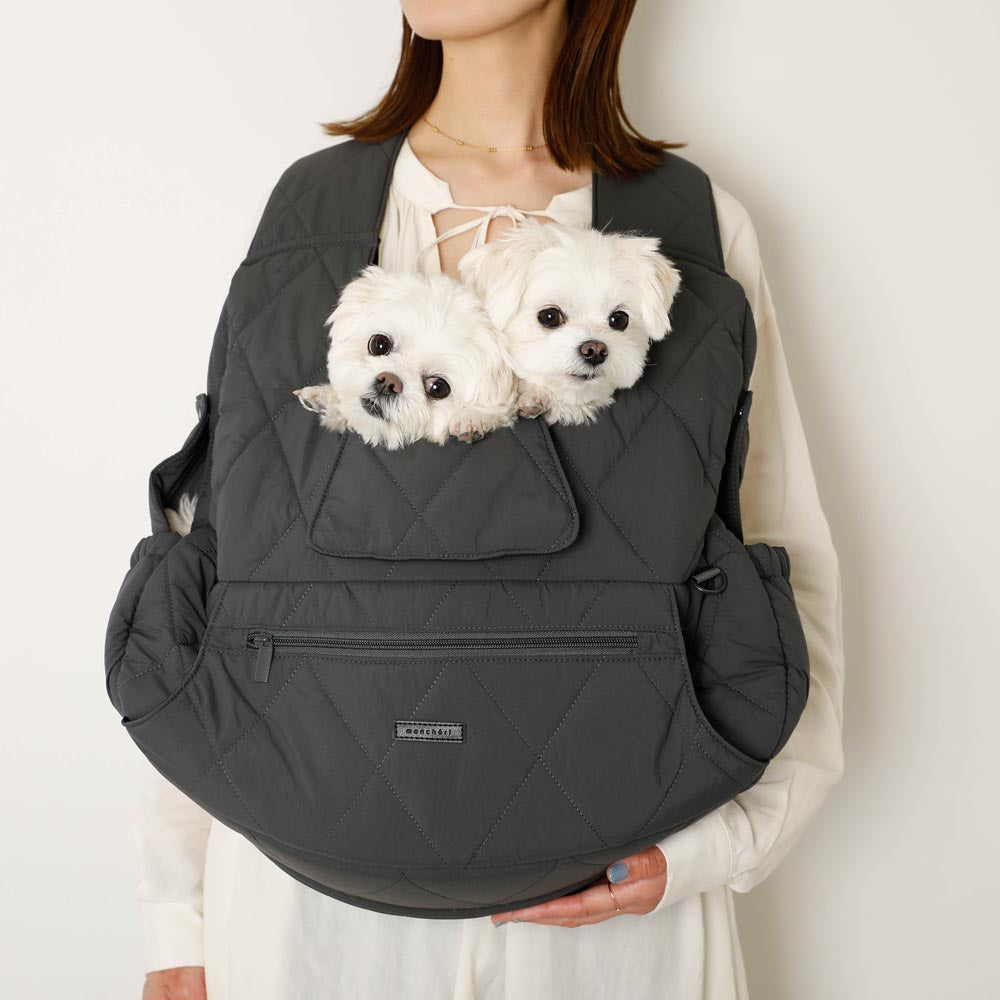 【manama】moncheri キルティング フロントリュック キルティングメッシュ付きフロントリュック【名入れ刺繍対応】