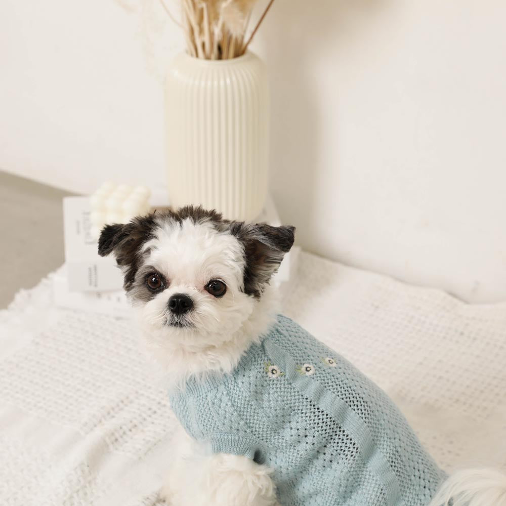 Summer knit embroidered dress