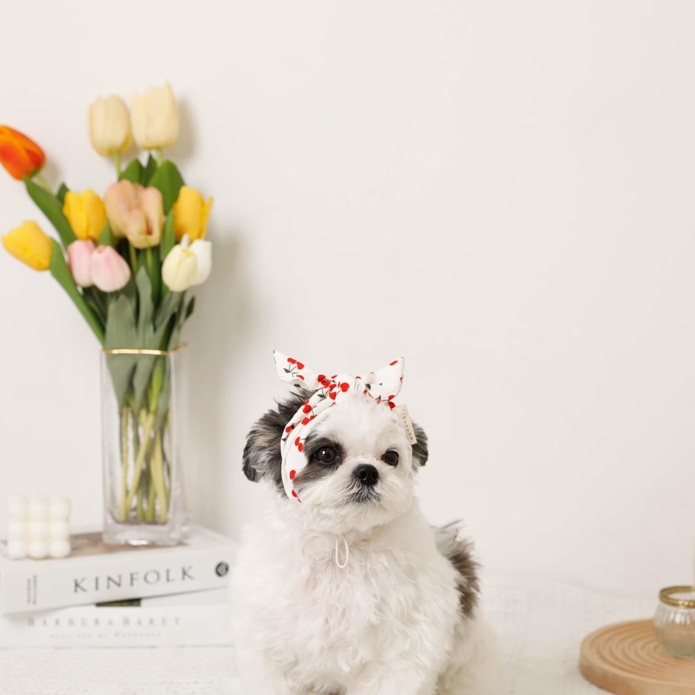 cherry pet hair bandana