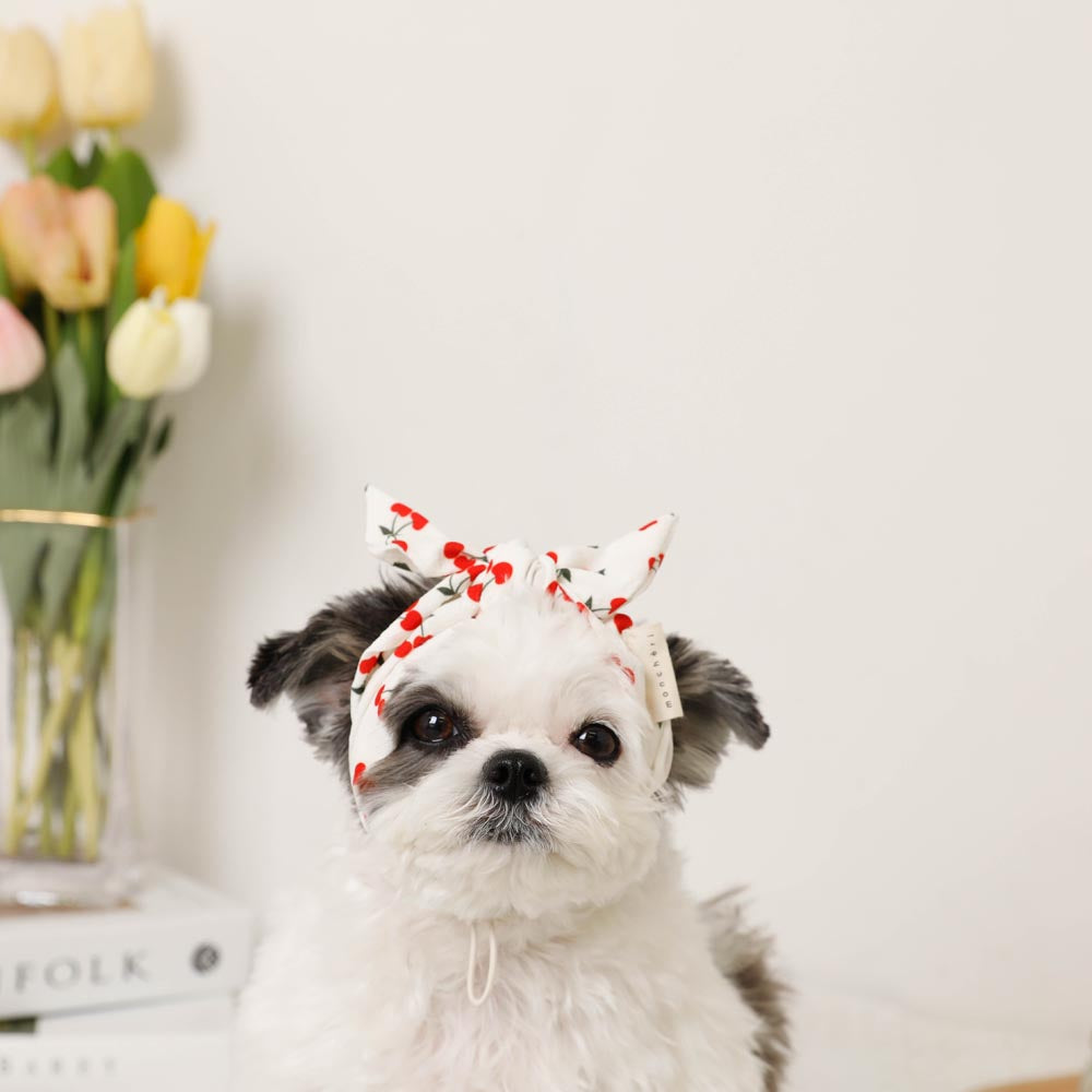 cherry pet hair bandana