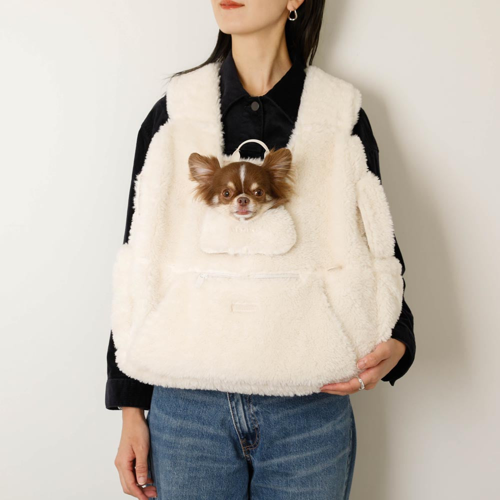 ボアメッシュ付きフロントリュック【名入れ刺繍対応】