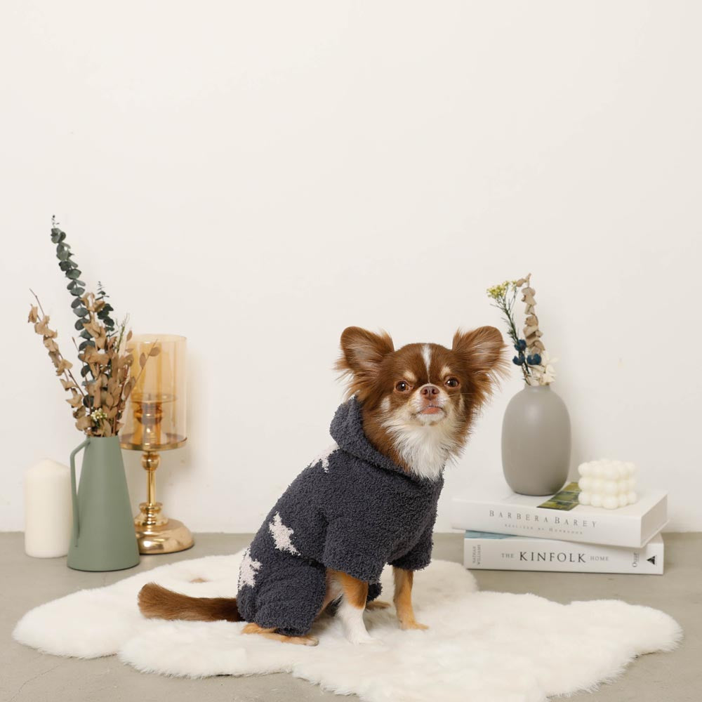 Star pattern fluffy knit rompers