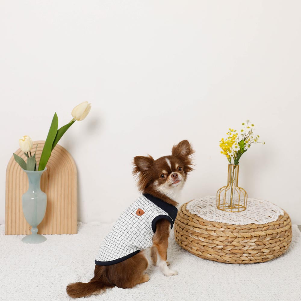 冷感窗口笔格纹无袖上衣