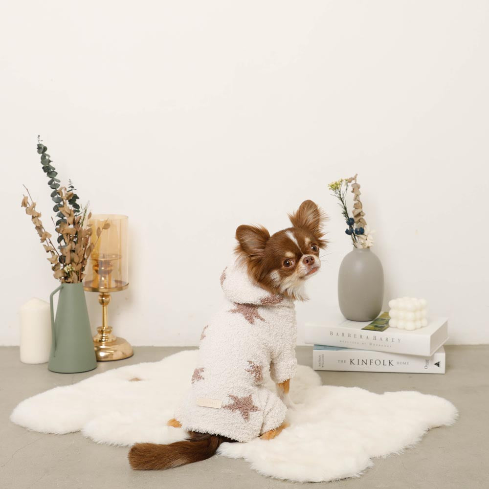 Star pattern fluffy knit rompers