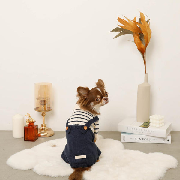 ボーダーニットドッキングロンパース