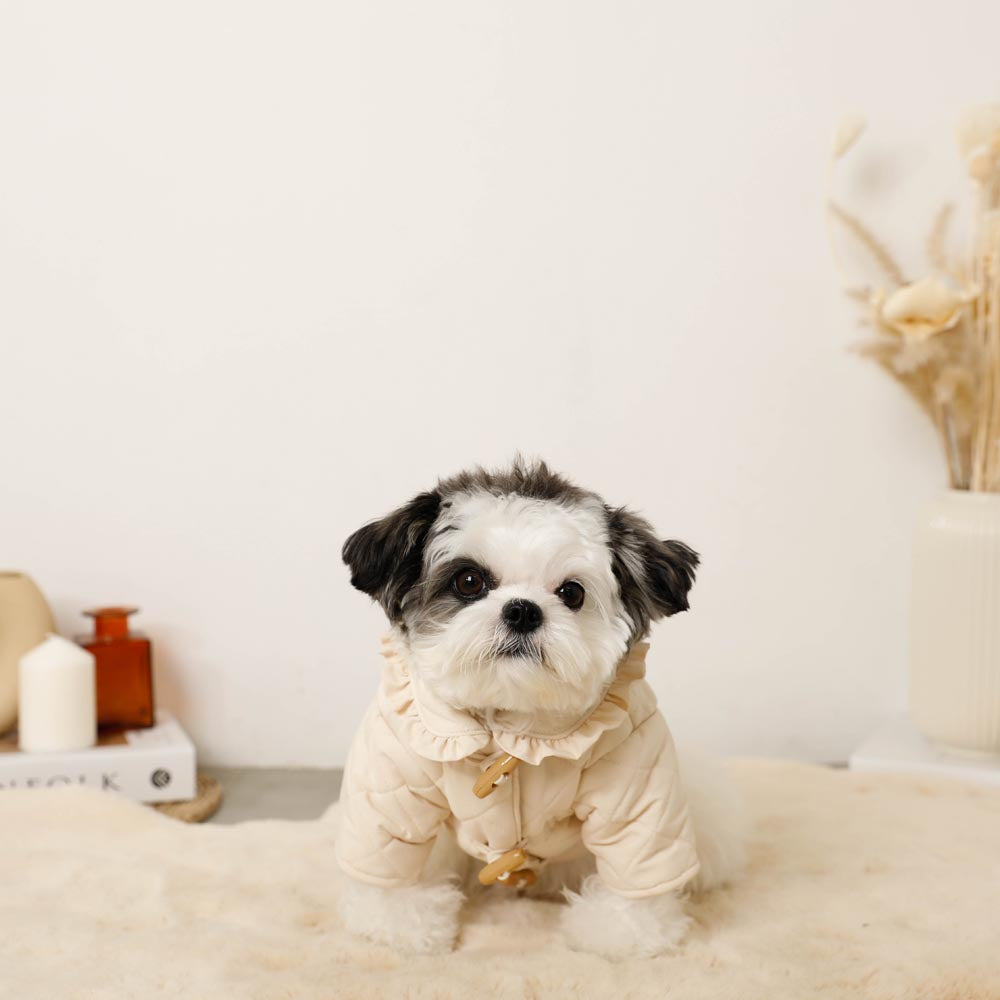 quilted ruffle collar jacket