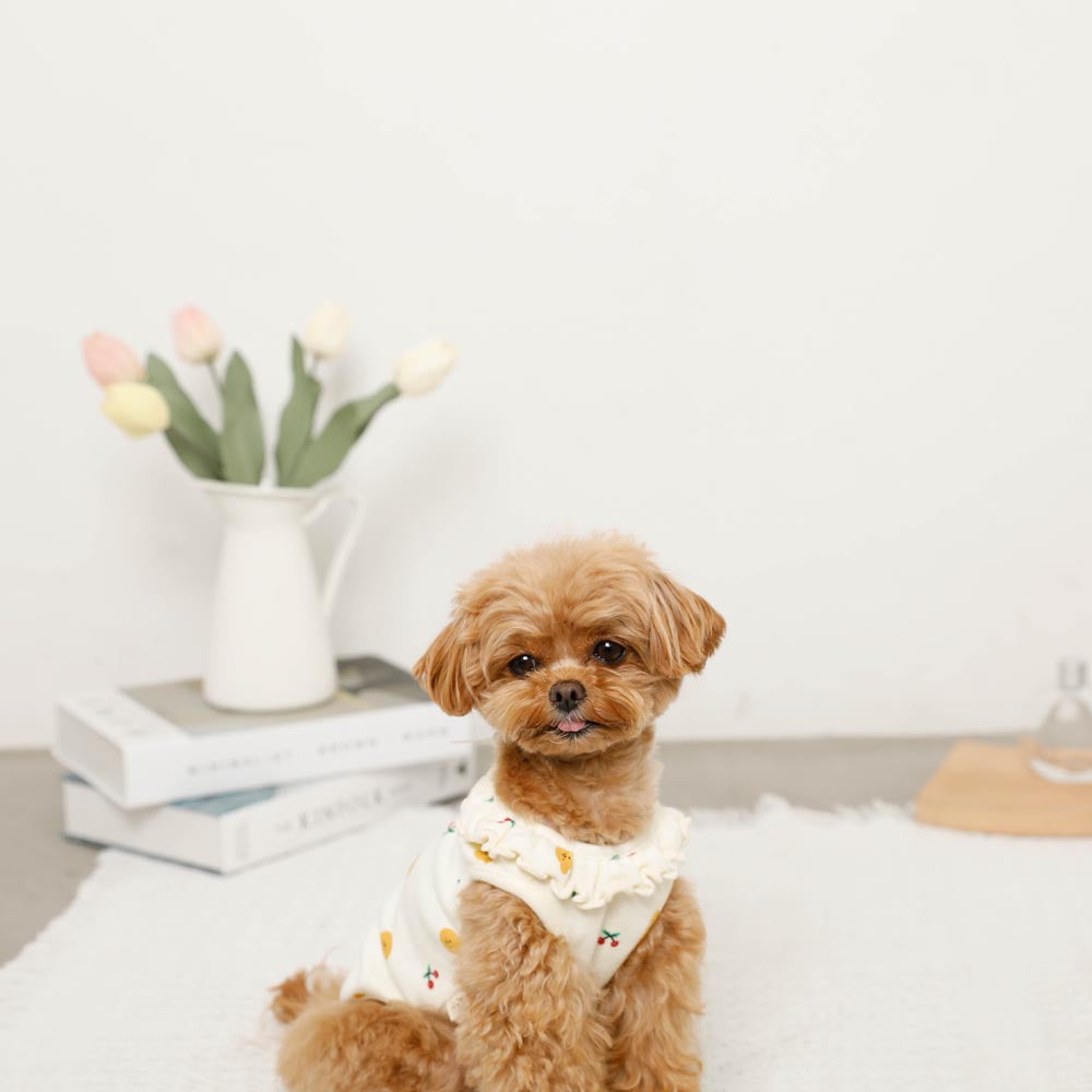 Cool bear pattern collar ruffle sleeveless tops