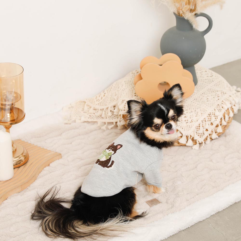 Dog fluffy embroidery tops