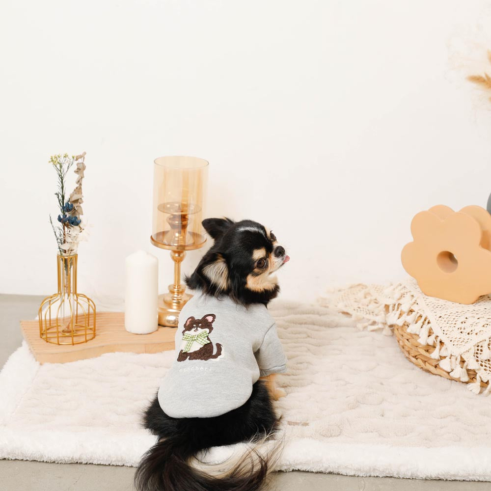 Dog fluffy embroidery tops