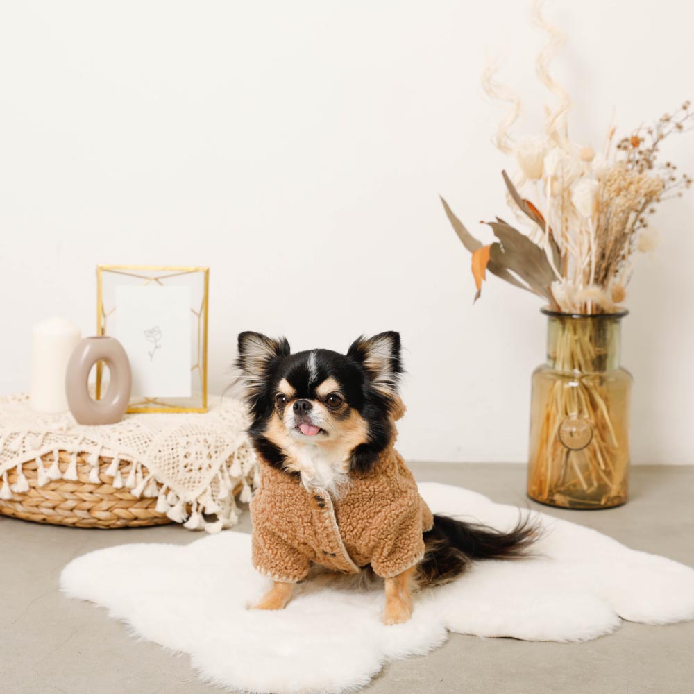 Overlock bear ear hood boa jacket