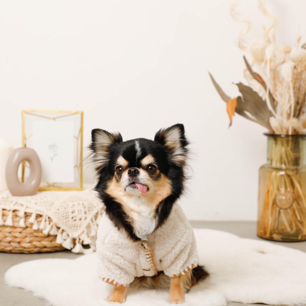 Overlock bear ear hood boa jacket