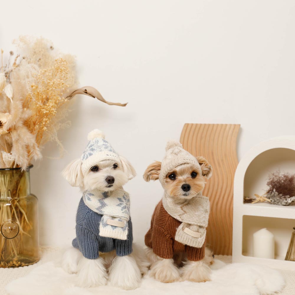 ノルディック柄ポンポンニット帽