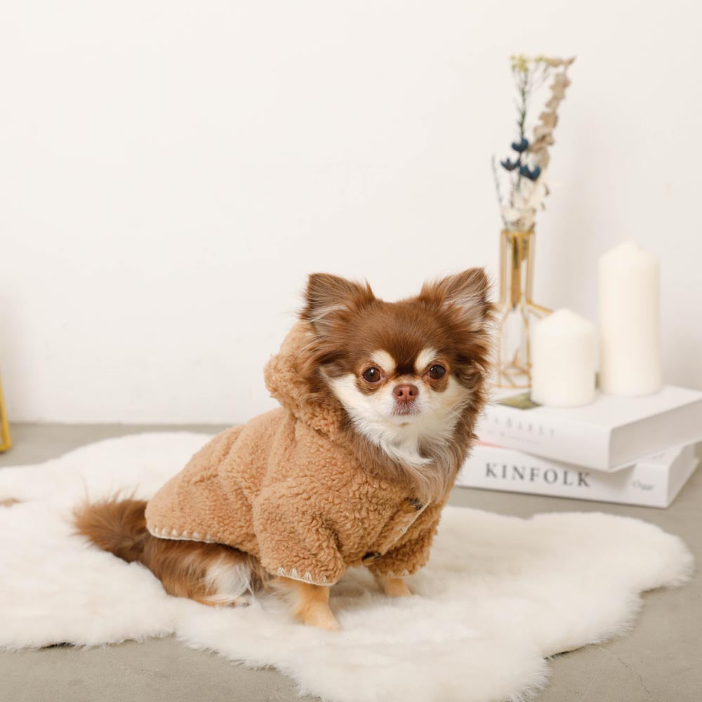 Overlock bear ear hood boa jacket