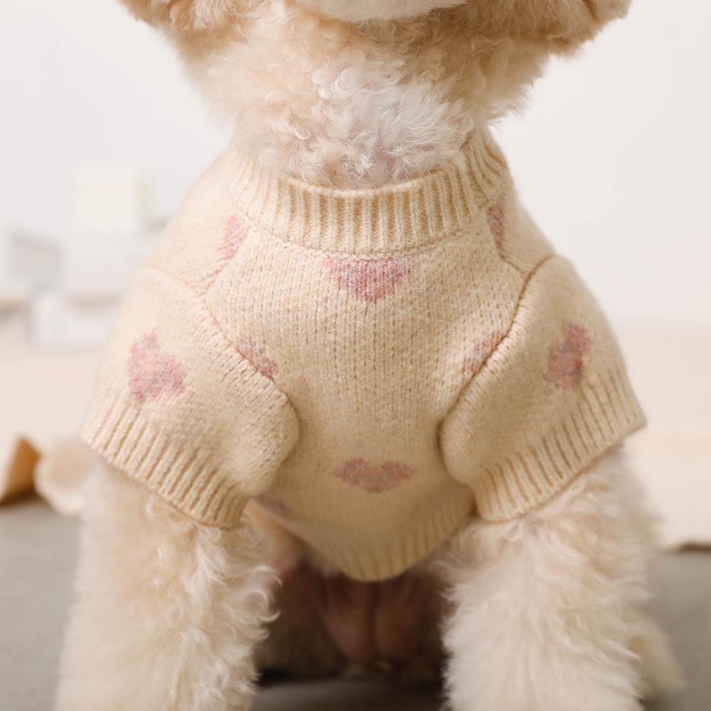 heart pattern jacquard knit tops