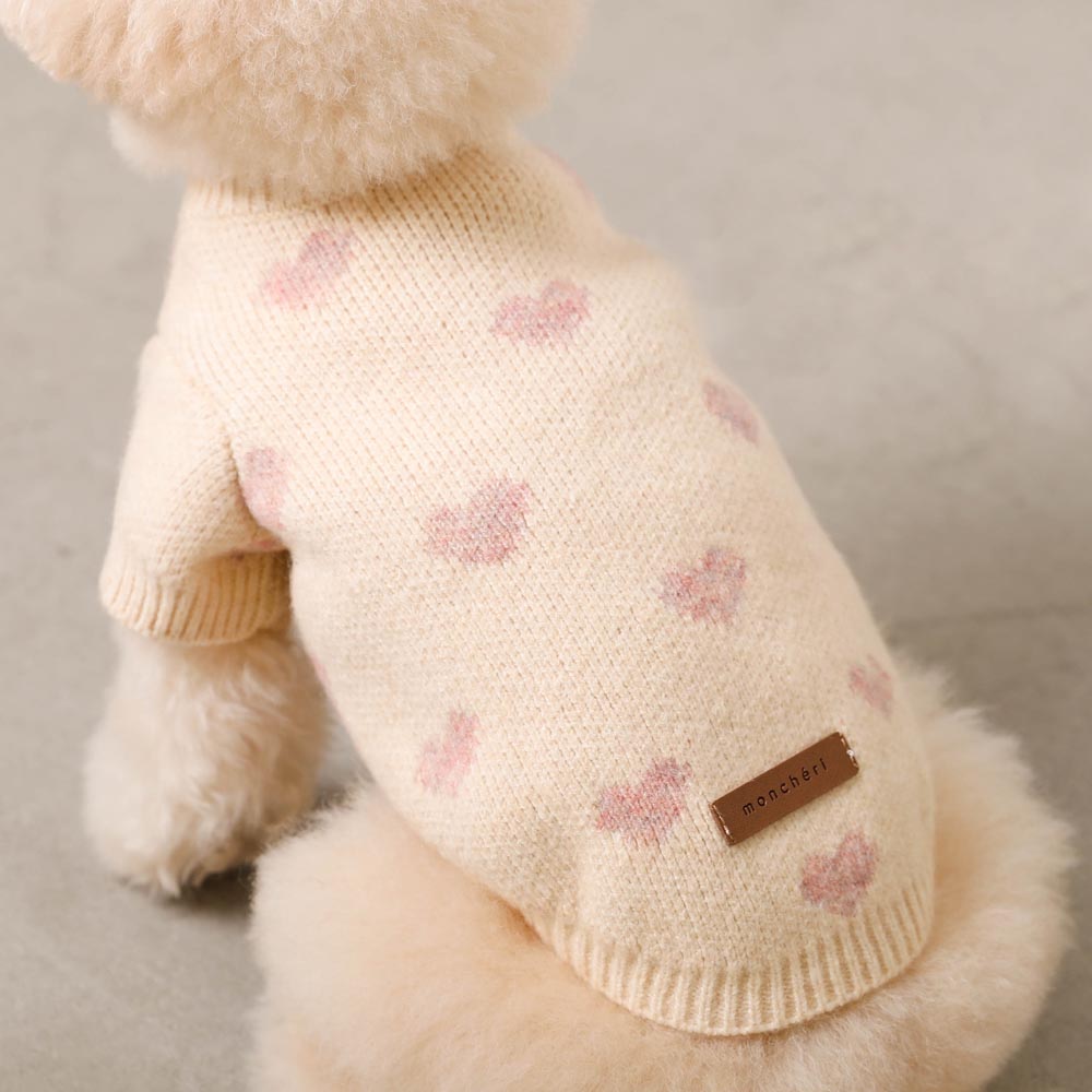 heart pattern jacquard knit tops