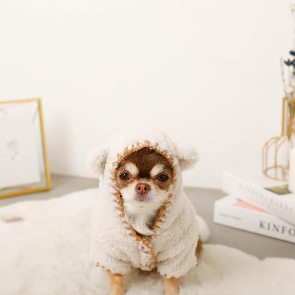 Overlock bear ear hood boa jacket
