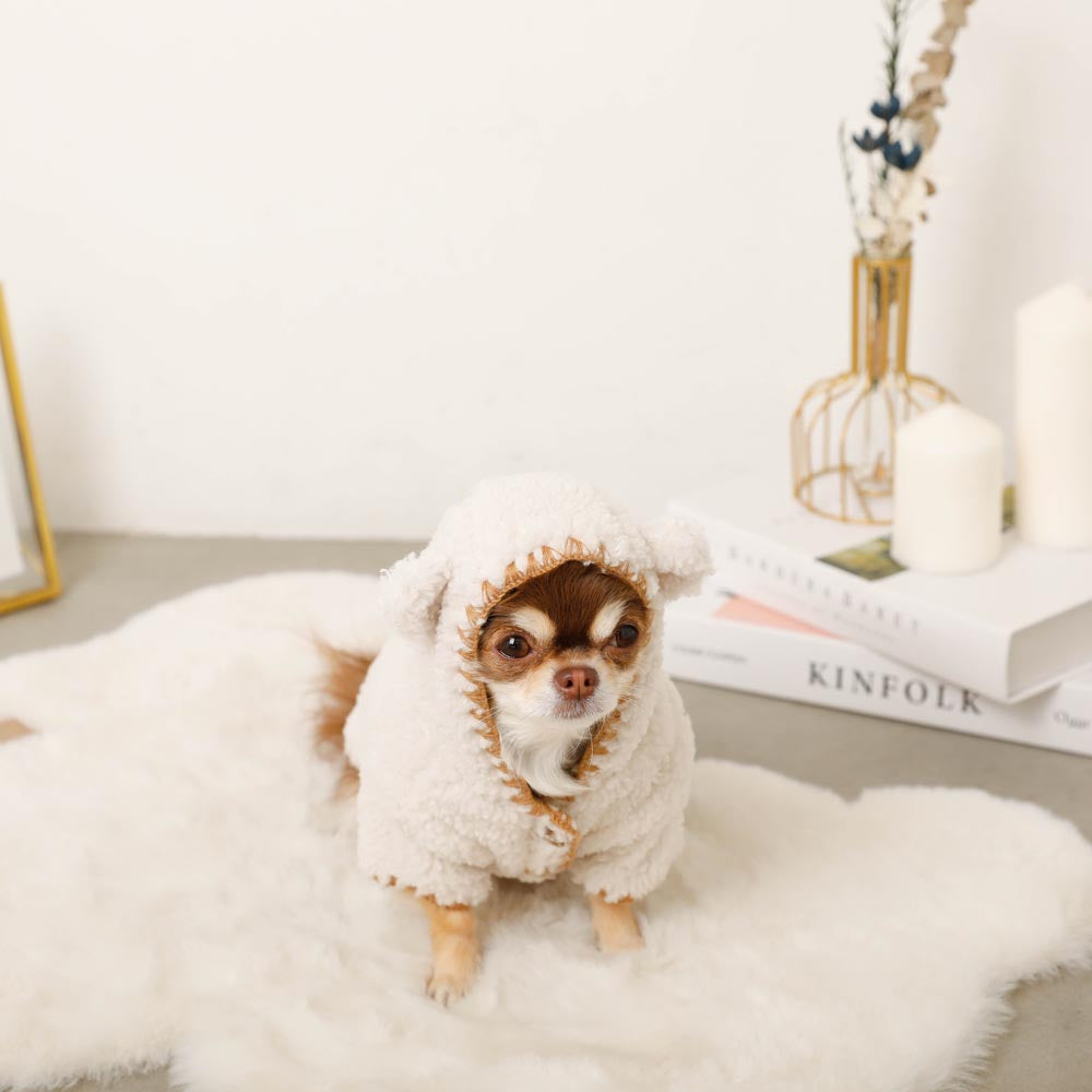 Overlock bear ear hood boa jacket
