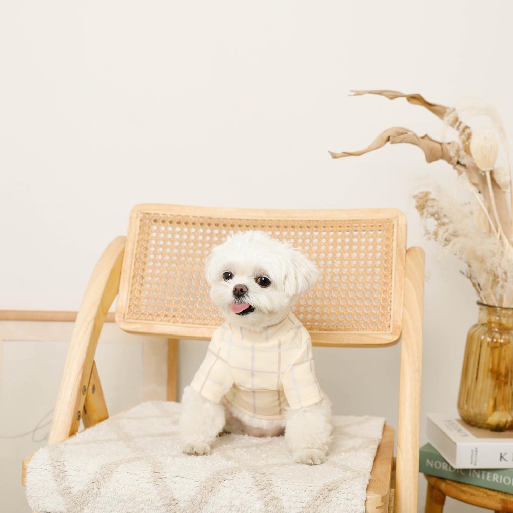 Multi-plaid high neck rib top